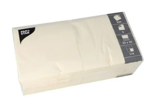 Servietten, creme 3-lagig 1/4-Falz 33 x 33 cm 250Stk