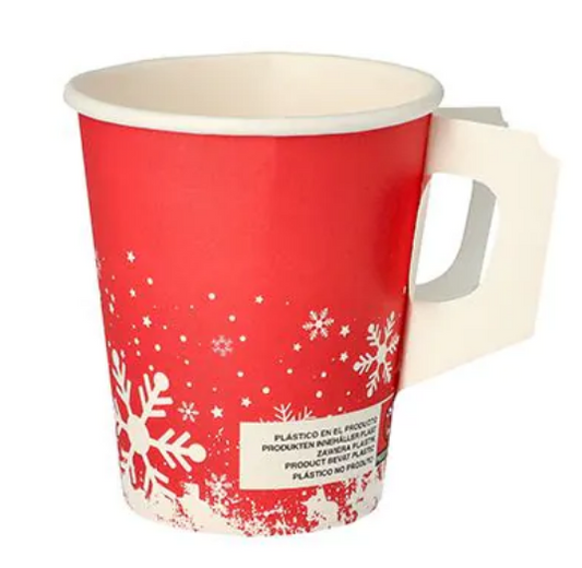 Pappbecher für Heißgetränke mit Henkel, 0,2 l mit Motiv "Wintertime" 50stk