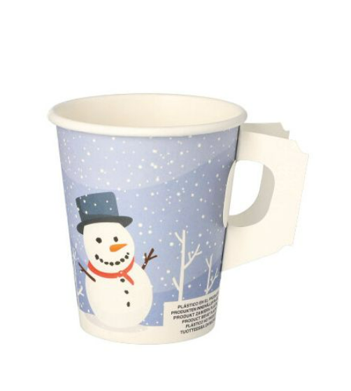 Becher | Glühwein |Pappbecher "To Go", 0,2 l Ø 8 cm · 9,2 cm "Snowman" 50 Stk.