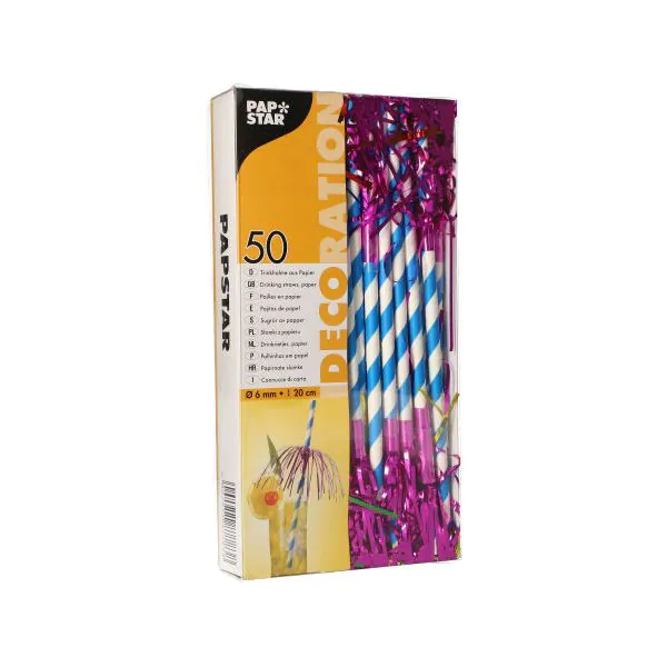 Papierstrohhalme Ø 6 mm · 20 cm blau "Fireworks"50Stk