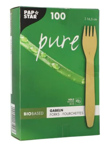 Gabel Holz "pure" 16,5 cm 100Stk Pure Papstar