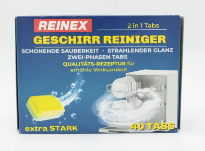 REINEX Geschirr Reiniger 2 in 1  Tabs 40 Stück Spülmaschinentabs