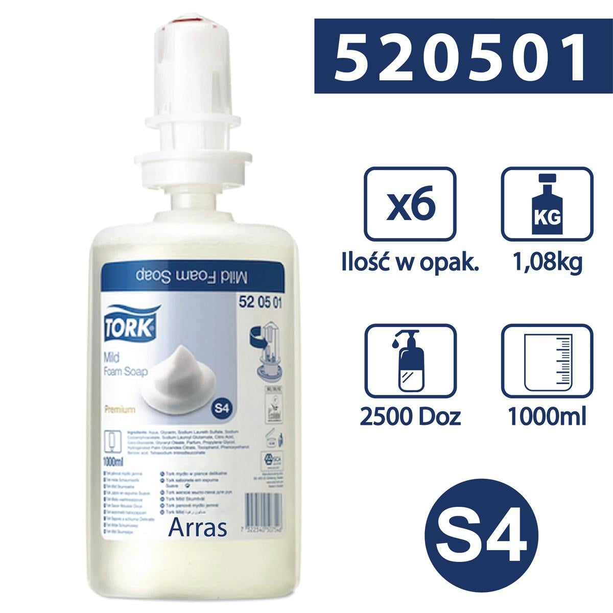 Tork milde Schaumseife Handseife Foam Soap S4 520501 1000ml Patrone