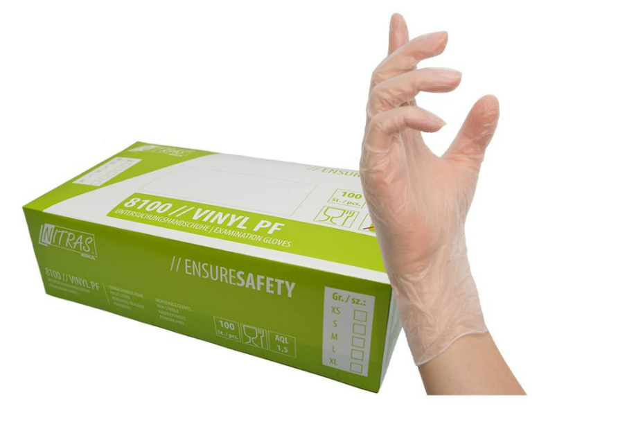 NITRAS VINYL PF Vinyl Einmalhandschuhe, transparent
