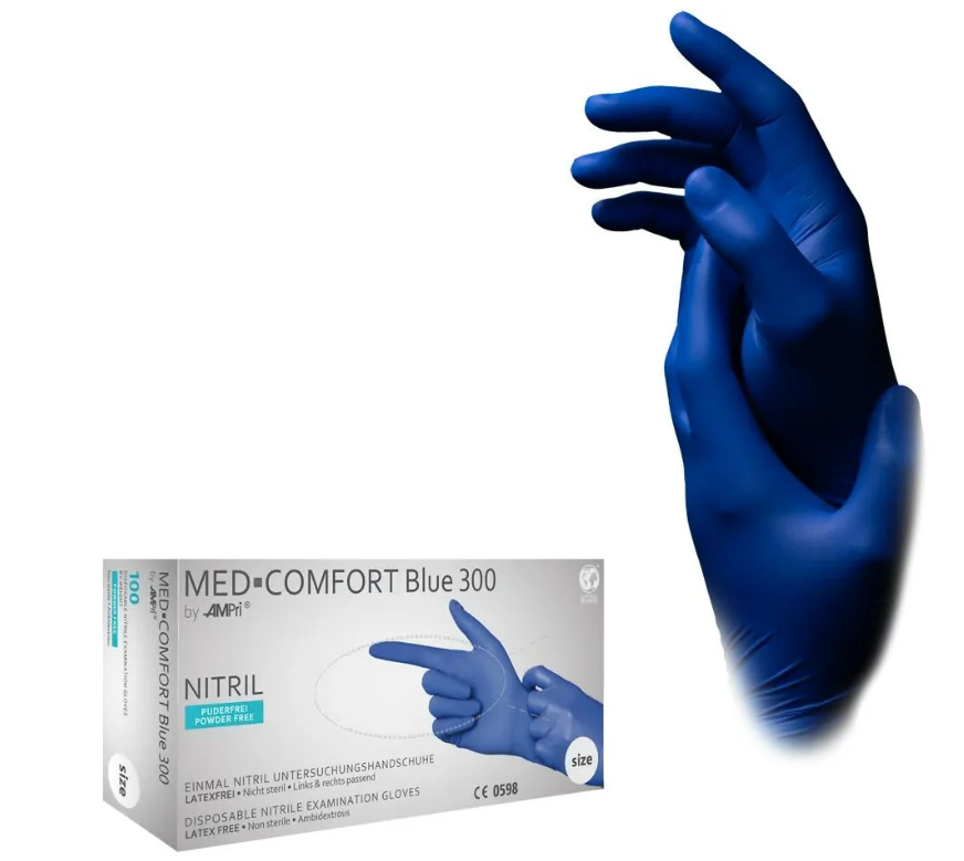 Med-Comfort blue 300 100er Box Einmalhandschuh Nitril ungepudert unsteril