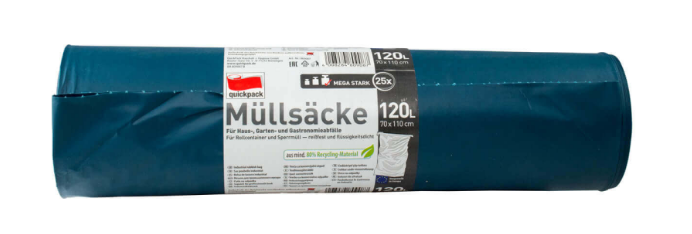 Müllsäcke 120 l, 110 x 70 cm, blau 25Stk Quickpack 40my