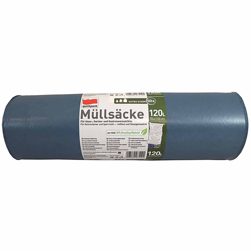 Müllsäcke 120 l, 110 x 70 cm, blau 25Stk Quickpack 40my