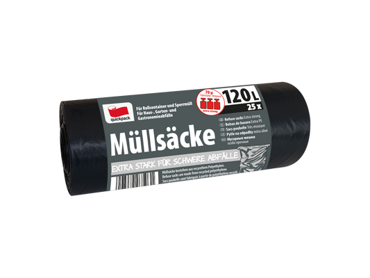 Müllsäcke 120L grau/schwarz 40 µm | 70 x 110 cm