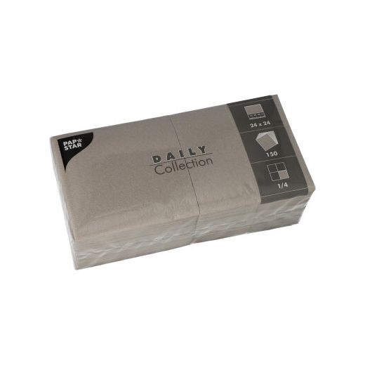 Servietten "DAILY Collection" 1/4-Falz 24 x 24 cm grau 150Skt 3lg