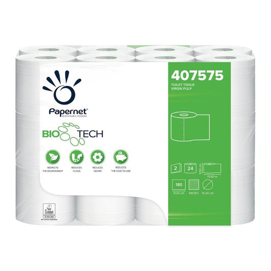 Papernet Bio Tech Toilettenpapier, Jumbo Mini, 2-lagig, Zellstoff Camping 407575