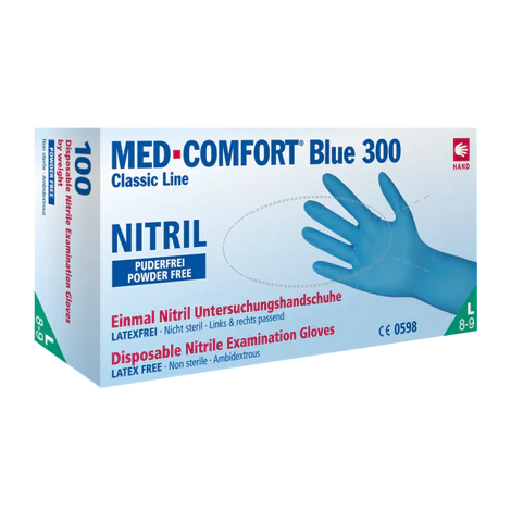 Med-Comfort blue 300 100er Box Einmalhandschuh Nitril ungepudert unsteril