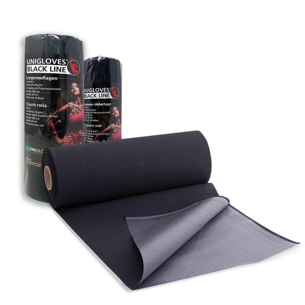 Liegenauflage 60cm x 2m 20Blatt Schwarz