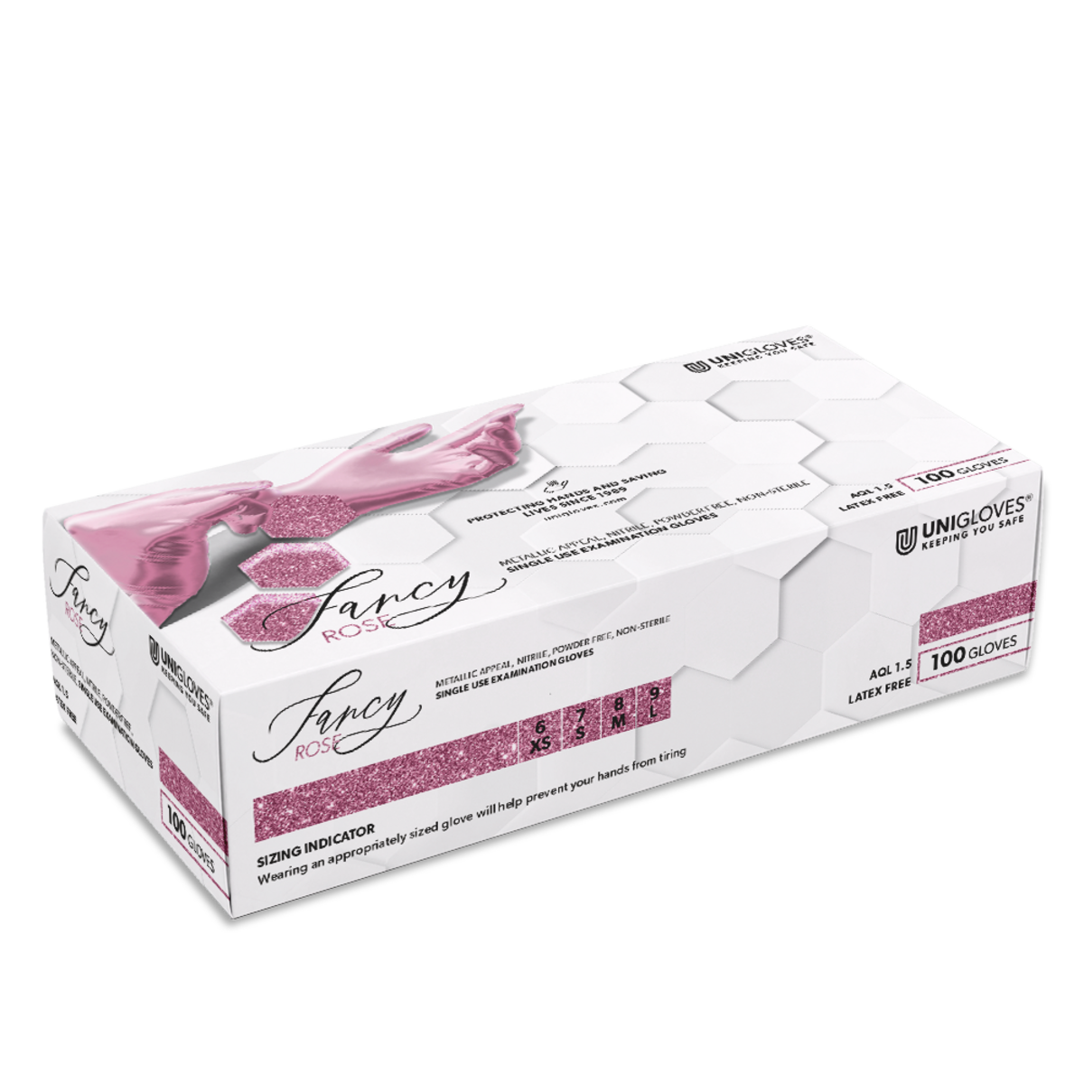 UNIGLOVES FANCY® ROSE Nitril Einmalhandschuhe Puderfrei XS-L