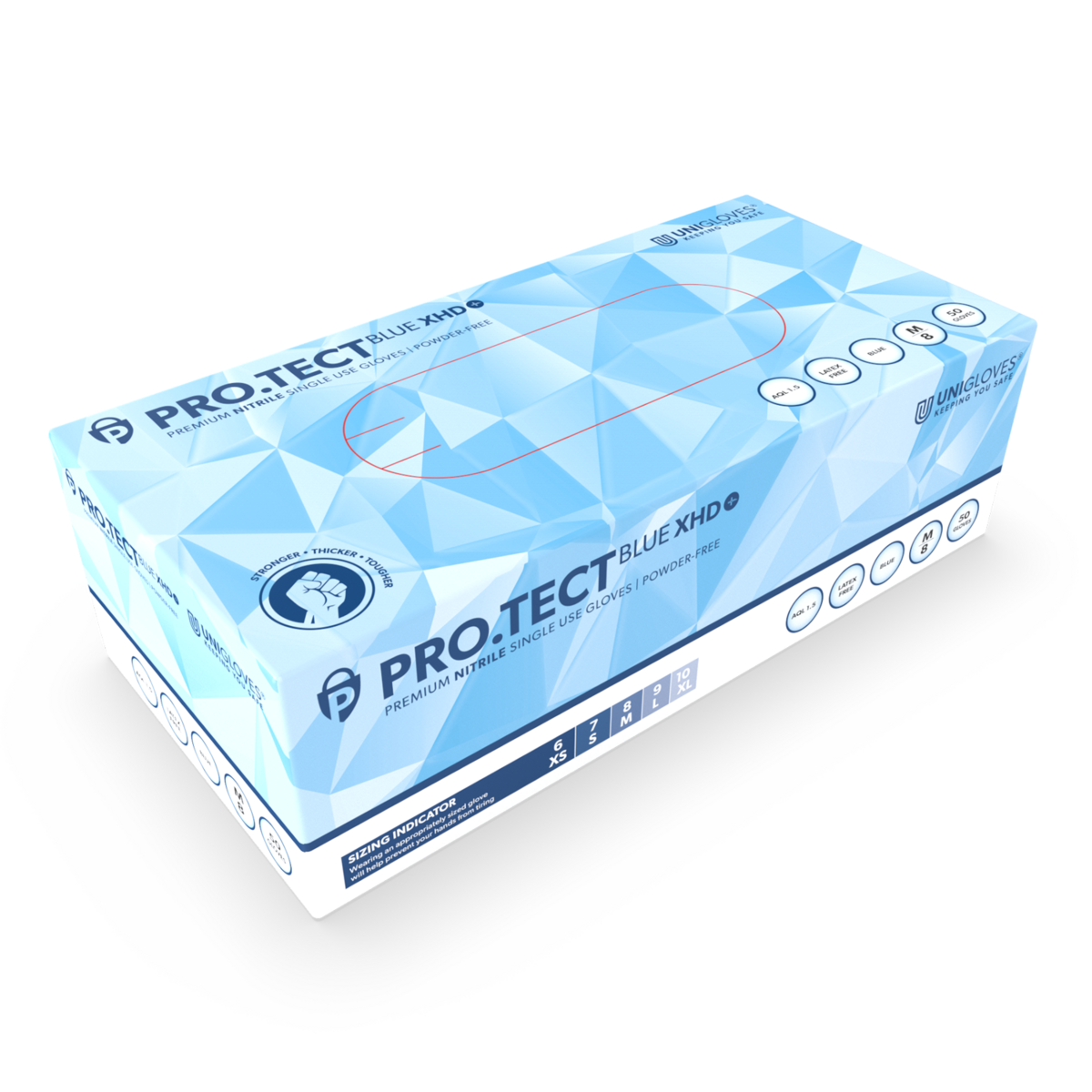 UNIGLOVES® PRO.TECT BLUE XHD+ 100Stk Einmalhandschuh GRIP puderfrei, unsteril, extra (Kopie)