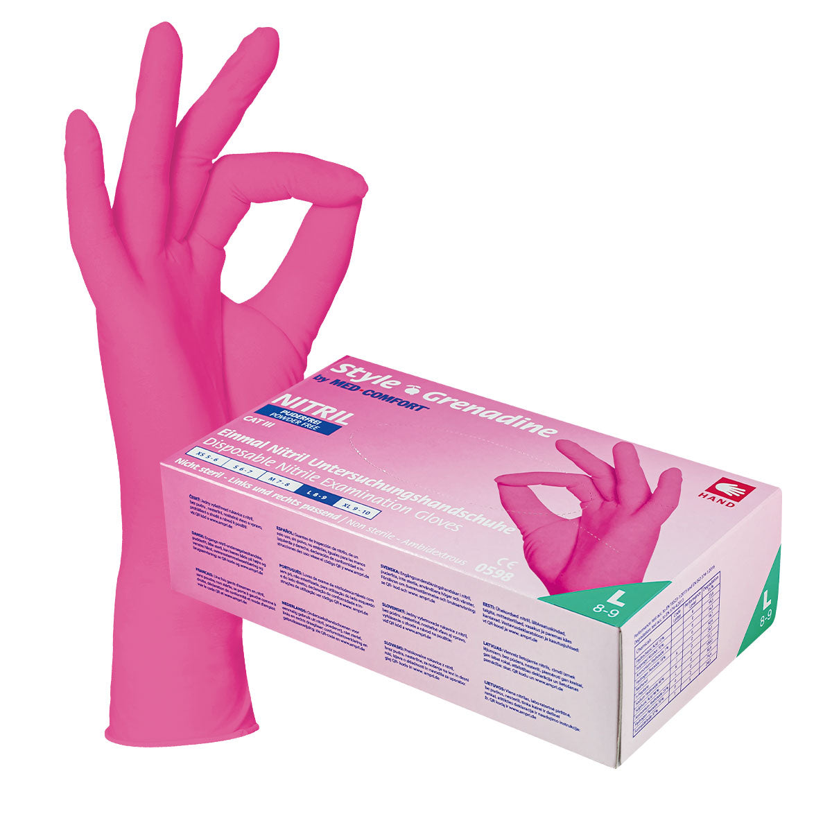 Nitrilhandschuhe Rosa Einmalhandschuh Latexfrei 100Stk Handschuh  Med-Comfort