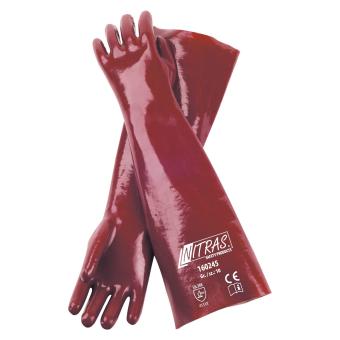 NITRAS PVC-Handschuhe, Baumwoll-Trikot, naturfarben, PVC, rot 160245