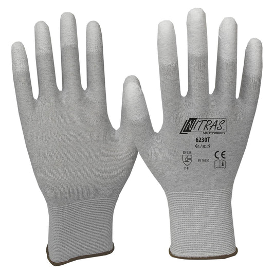 NITRAS Antistatikhandschuhe, Nylon-Carbon-Strick, grau 6230T