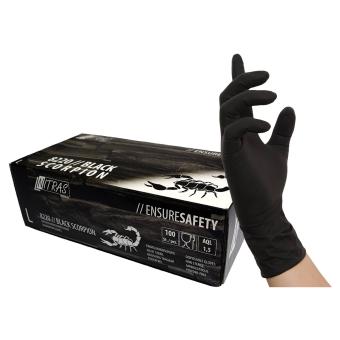 NITRAS BLACK SCORPION, Latex-Einmalhandschuhe, schwarz 8220