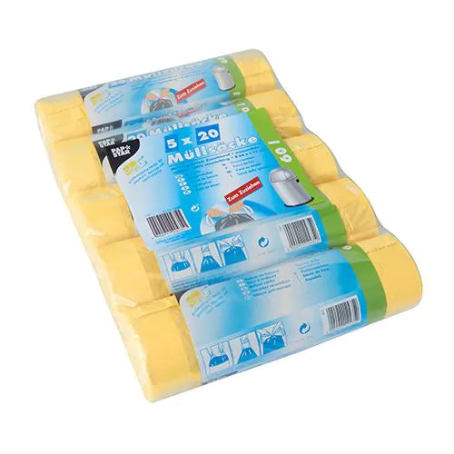 Müllsäcke mit Zugband, 60 l, gelb, H 71 x B 64 cm 100stk