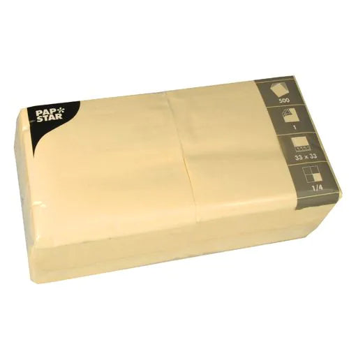 Servietten, creme 1-lagig 1/4-Falz 33 x 33 cm 500Stk