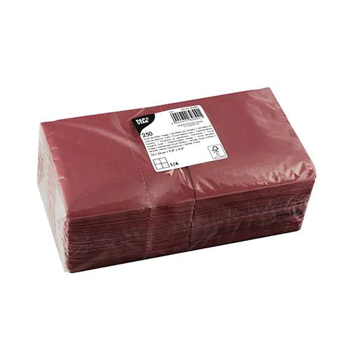 Servietten, bordeaux 3-lagig 1/4-Falz 24 x 24 cm 250stk
