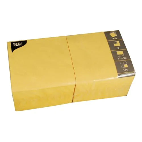 Servietten, gelb 3-lagig 1/4-Falz 33 x 33 cm  250Stk