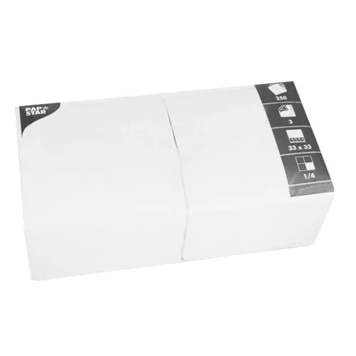 Servietten, weiss 3-lagig 1/4-Falz 33 x 33 cm 250Stk