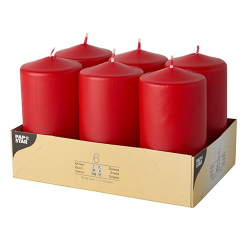 6x Stumpenkerzen Blockkerzen Ø 60 x 115 mm Kerzen Weihnachten Qualität ver.Farbe
