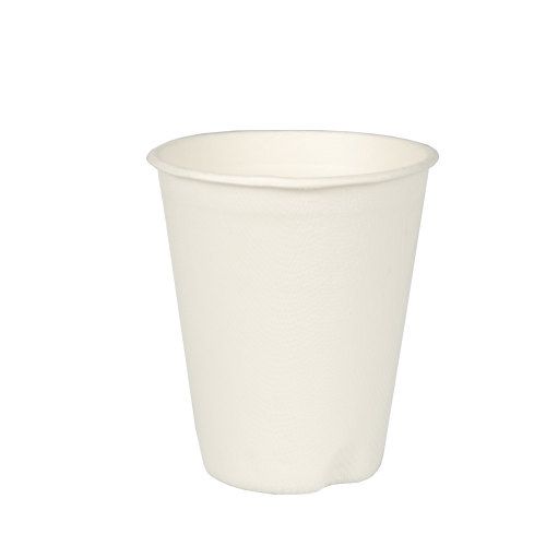 Zuckerrohr Becher für Heißgetränke, "pure" 0,2 l Ø 8 cm · 9,2 cm weiss Papstar 12 stk.