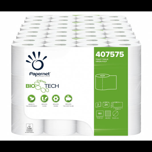 Papernet Camping  Toilettenpapier BIO TECH 2-lagig / 180 Blatt / selbstauflösend Papernet 407575 24 Rollen / VE