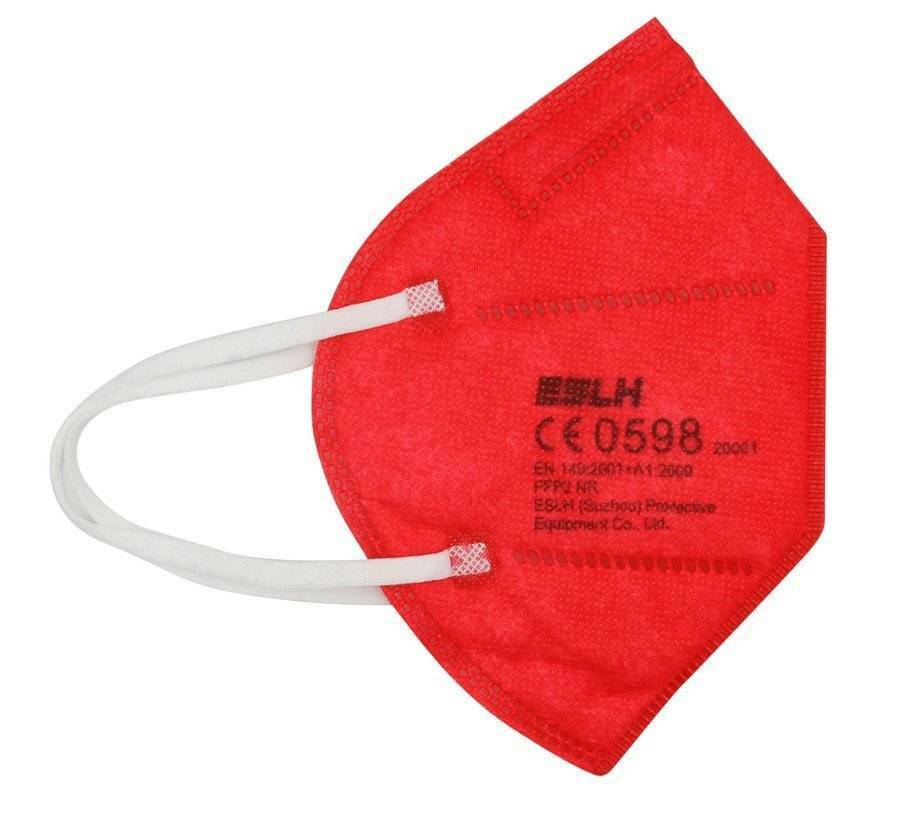 20x Stück FFP2-Maske bunt farbig rot gelb orange CE0598 4-Lagen Mundschutz